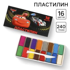 Пластилин 16 цветов 240 г «Тачки»