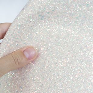 Экокожа для кукольных ботиночек с крупными блестками - Персиковый 30х20