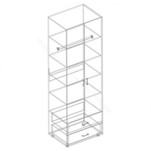 Шкаф 2-ств. с 2-мя ящиками с полками "Сандра" 700 Белый лофт