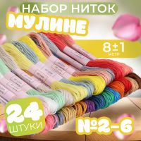 Набор ниток мулине, №2 - №6, 8 ± 1 м, 24 шт