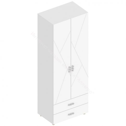 Шкаф 2-ств. с 2-мя ящиками с полками "Сандра" 800 Белый лофт