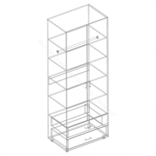 Шкаф 2-ств. с 2-мя ящиками с полками "Сандра" 800 Белый лофт