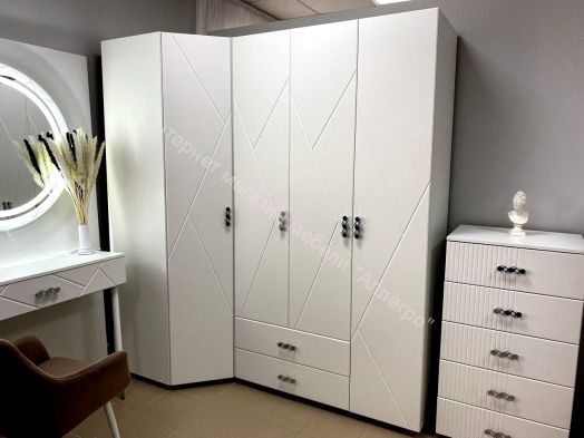 Шкаф 2-ств. с 2-мя ящиками с полками "Сандра" 800 Белый лофт