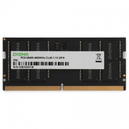 Оперативная память 8Gb DDR5 4800MHz Digma SO-DIMM (DGMAS5480008S)