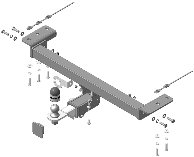 Фаркоп Chery Tiggo 4 2019-, Chery Tiggo 4 Pro 2022- съемное крепление шара под американский квадрат