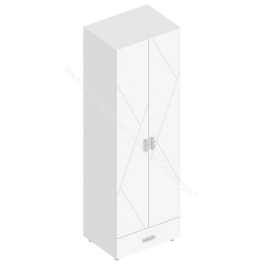 Шкаф 2-ств. с ящиком и 2-мя штангами "Сандра" 700 Белый лофт