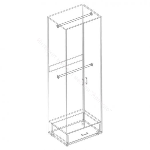 Шкаф 2-ств. с ящиком и 2-мя штангами "Сандра" 700 Белый лофт