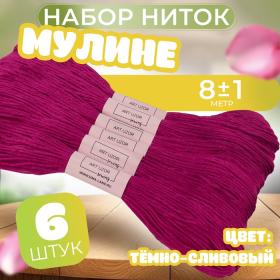 Набор ниток мулине №915, 8 ± 1 м, 6 шт, цвет тёмно-сливовый