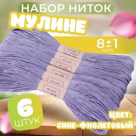 Набор ниток мулине №155, 8 ± 1 м, 6 шт, цвет сине-фиолетовый