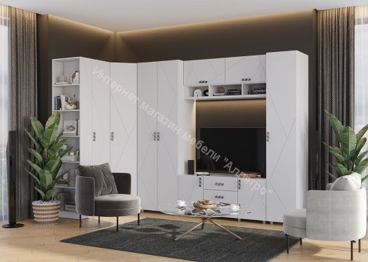 Шкаф 2-ств. с полками "Сандра" 700 Белый лофт