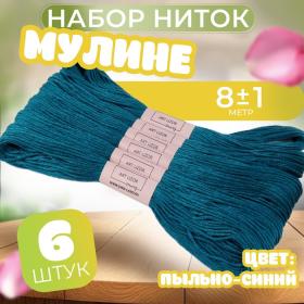 Набор ниток мулине №3842, 8 ± 1 м, 6 шт, цвет пыльно-синий