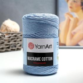 Пряжа для вязания спицами, крючком YarnArt, Macrame Cotton, 20% полиэстер, 80% хлопок, 225 м/250 г, (760 голубой)