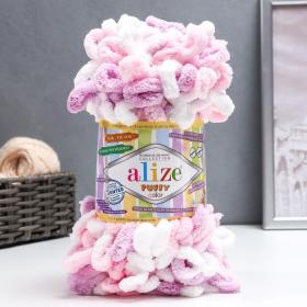 Плюшевая пряжа для вязания руками ALIZE, Puffy color, 100 % микрополиэстер, 9 м/100 г, (6051)