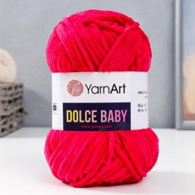 Плюшевая пряжа для вязания спицами, крючком YarnArt, Dolce Baby, 100% микрополиэстер, 85 м/50 г, (759 малиновый)