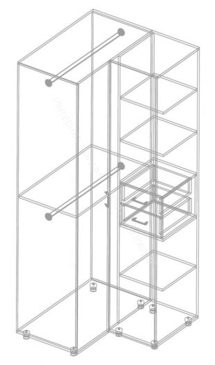 Шкаф угловой 2-створчатый 90 градусов "Сандра" Белый лофт