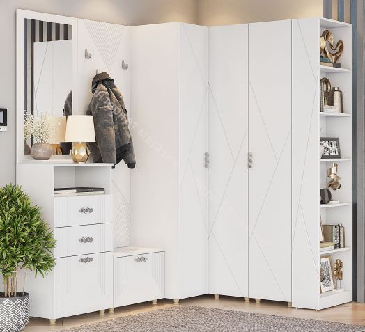 Шкаф угловой 2-створчатый 90 градусов "Сандра" Белый лофт