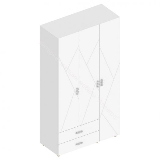 Шкаф 3-ств. с 2 ящиками 1200 "Сандра" Белый лофт