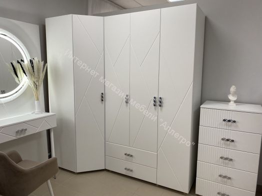 Шкаф 3-ств. с 2 ящиками 1200 "Сандра" Белый лофт