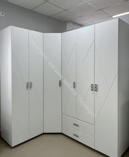 Шкаф 3-ств. с 2 ящиками 1200 "Сандра" Белый лофт