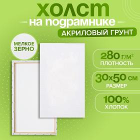 Холст на подрамнике 1,6х30х50 см, хлопок 100%, акриловый грунт, мелкозернистый, 280г/м?