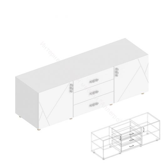 Тумба под ТВ 1700 "Сандра" Белый лофт