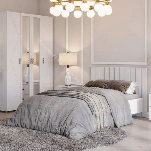 Кровать "Сандра" (новая спинка) | каркас 1400х2000 Белый лофт