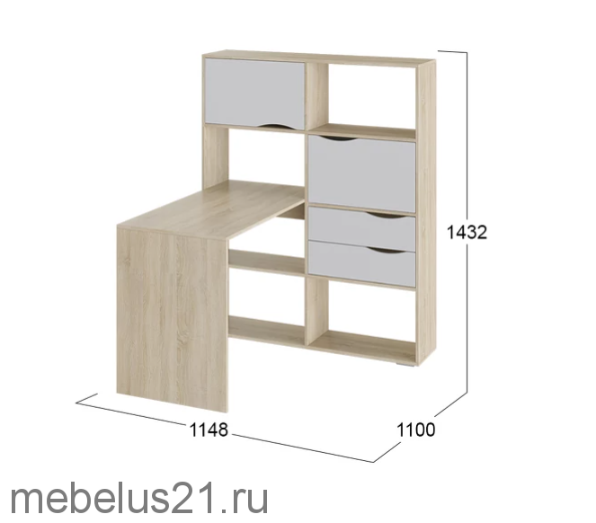 Стол письменный тип 7 Дуб Сонома/Белый