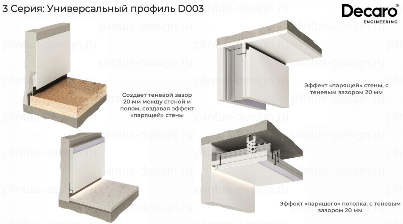 Decaro D003 универсальный теневой профиль Под покраску