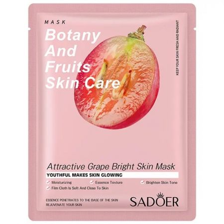 Маска тканевая для лица с экстрактом винограда Sadoer Botany And Fruits Skin Care Attractive Grape Bright Skin Mask