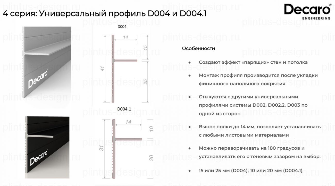 Decaro D004A универсальный теневой профиль Чёрный