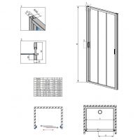 Трехсекционная раздвижная дверь Radaway Evo DW для душевого уголка 80 см схема 2