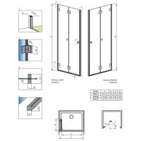 Нишевая складная дверь душевой Radaway Carena DWB 90 см схема 2