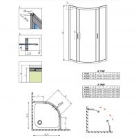 Полукруглое двухдверное душевое ограждение Radaway Premium Plus A 1900 85х85 см схема 2