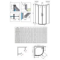 Полукруглый душевой уголок Radaway Idea PDD двухдверный 100х90 см схема 2