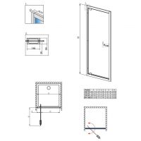 Поворотная дверь в нишу Radaway Twist DW для душевого уголка 80 см схема 2
