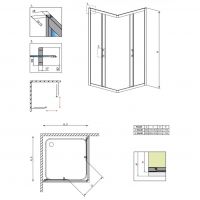 Квадратное душевое ограждение Radaway Premium Plus C 1700 для высокого поддона 90х90 см схема 2