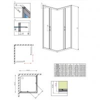 Квадратное стеклянное душевое ограждение Radaway Premium Plus C/D 90х90 см схема 2