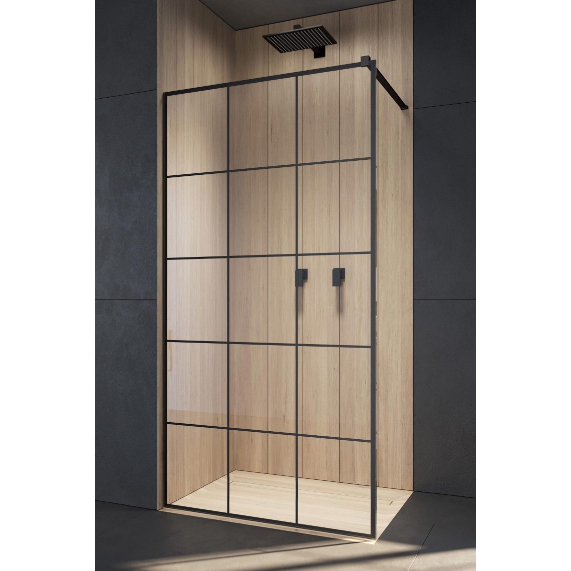 Фото Решетчатое душевое ограждение Walk-in Radaway Modo X Black II Factory 50 х 200 см