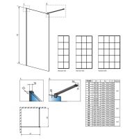 Решетчатое душевое ограждение Walk-in Radaway Modo X Black II Factory 55 х 200 см схема 2