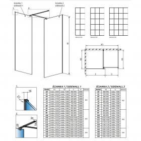 Решетчатая стеклянная душевая перегородка Walk-in Radaway Modo X Black III Factory 100х60 см ФОТО