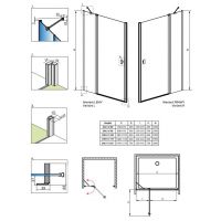 Дверь душевой Radaway Nes DWJ II в нишу 110 см схема 2