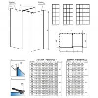 Стеклянная душевая перегородка Walk-in Radaway Modo New Black III Factory решетчатое 55х50 см схема 2