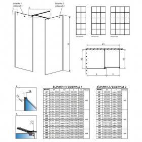 Стеклянная душевая перегородка Walk-in Radaway Modo New Black III Factory решетчатое 110х80 см ФОТО