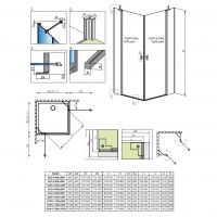 Стеклянный душевой уголок Radaway Nes KDD II двухдверный 90х90 см схема 2