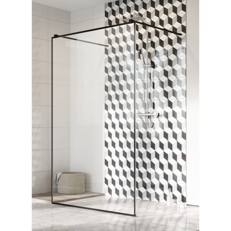 Изображение Стеклянная душевая перегородка Walk-in Radaway Modo New Black I Frame с черным профилем 140х200 см