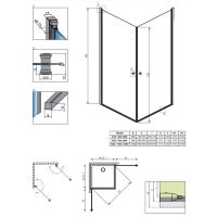 Стеклянный распашной душевой уголок Radaway Eos KDD I 90х90 см схема 2