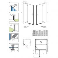 Распашная душевая дверь в нишу Radaway Torrenta DWJ 90 см схема 2
