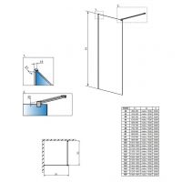 Душевая перегородка в черной раме Walk-in Radaway Modo New Black II Frame с черным профилем 50 х 200 см схема 2