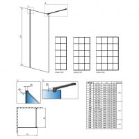 Душевой уголок типа Walk-in Radaway Modo New Black II Factory из стекла 8 мм 130 х 200 см схема 2