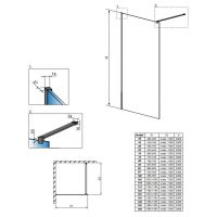 Душевая перегородка Walk-in Radaway Modo X Black II Frame в черной раме 150 х 200 см схема 2